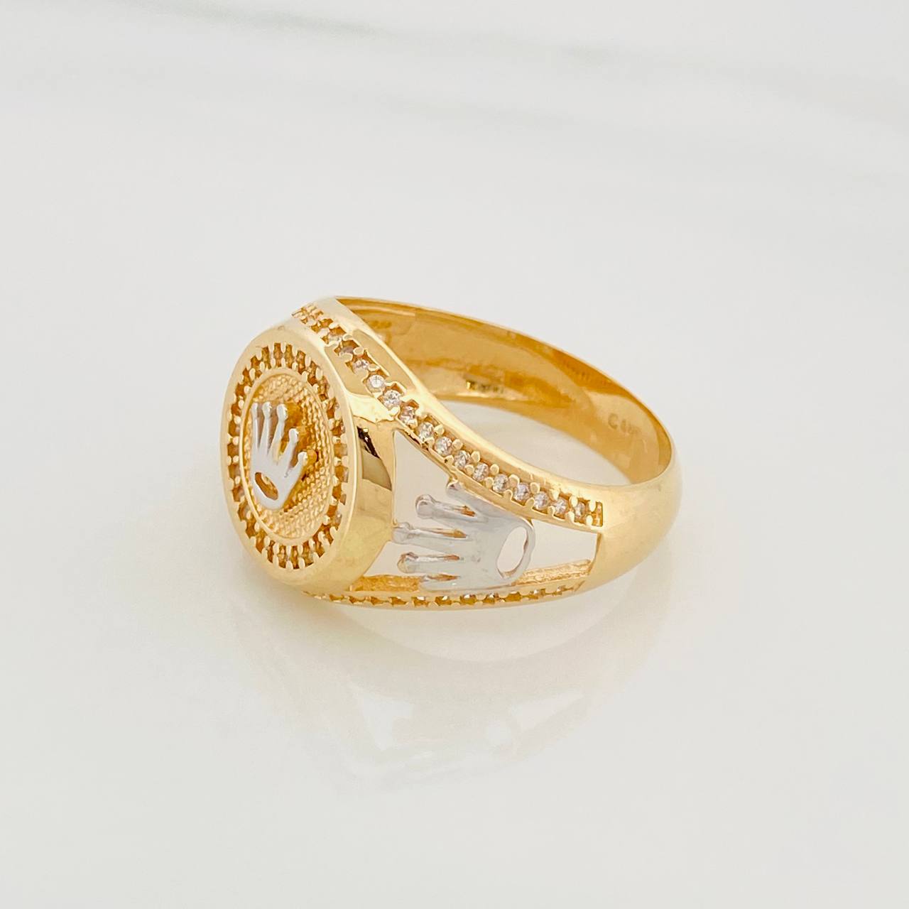 Anillo Corona 9.6g / T10 Dos Oros Amarillo Blanco 18K