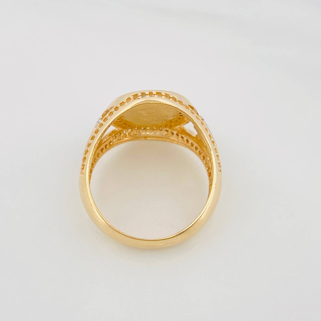 Anillo Corona 9.6g / T10 Dos Oros Amarillo Blanco 18K