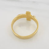 Anillo Cruz 9.55g / T12 3/4 Dos Oros Amarillo Blanco 18K