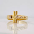 Anillo Cruz 9.55g / T12 3/4 Dos Oros Amarillo Blanco 18K