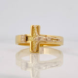 Anillo Cruz 9.55g / T12 3/4 Dos Oros Amarillo Blanco 18K