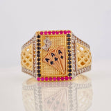 Anillo Cartas Poker 7.4g / T10 1/2 Dos Oros Amarillo Blanco 18K