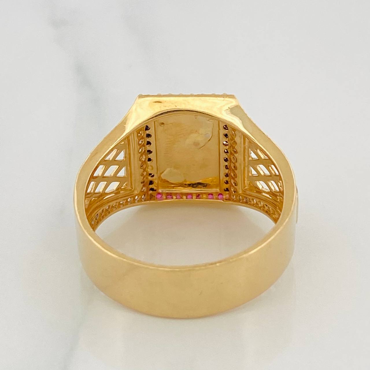Anillo Cartas Poker 7.4g / T10 1/2 Dos Oros Amarillo Blanco 18K