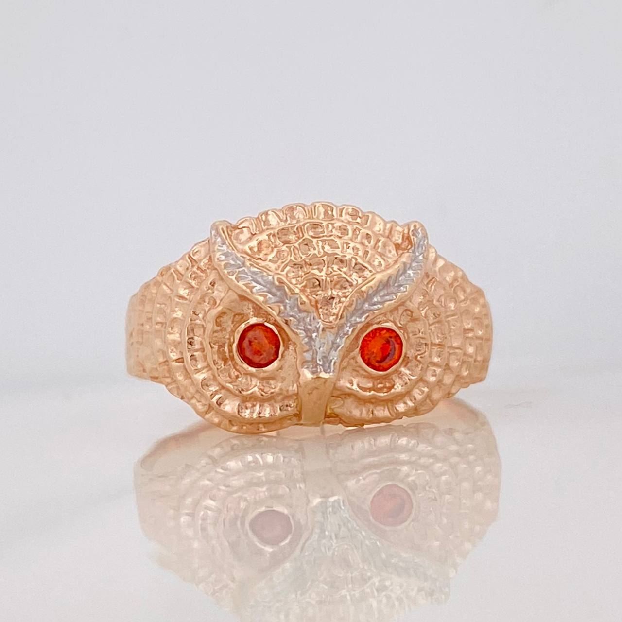 Anillo Buho 4.2g / T9 1/2 Dos Oros Blanco Rosa 18K