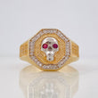 Anillo Calavera 7.9g / T10 3/4 Dos Oros Amarillo Blanco 18K