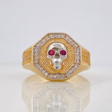 Anillo Calavera 7.9g / T10 3/4 Dos Oros Amarillo Blanco 18K