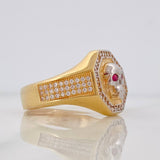Anillo Calavera 7.9g / T10 3/4 Dos Oros Amarillo Blanco 18K