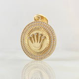 Dije Medalla Corona RX 7.1gr / 4cm / Circones Blancos Oro Amarillo 18K