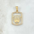 Dije Placa Corona RX 3.55gr / 4cm / Circones Blancos Oro Amarillo 18K