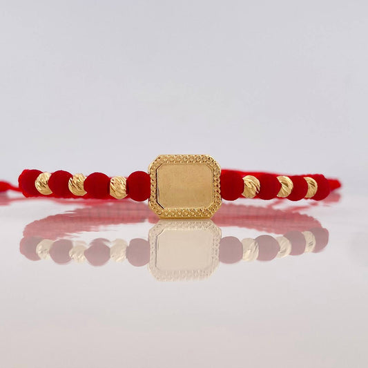 Pulsera Tejida Placa Cuadrada Oro Amarillo 18K