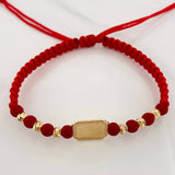 Pulsera Tejida Placa Cuadrada Oro Amarillo 18K