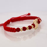 Pulsera Tejida Placa Cuadrada Oro Amarillo 18K