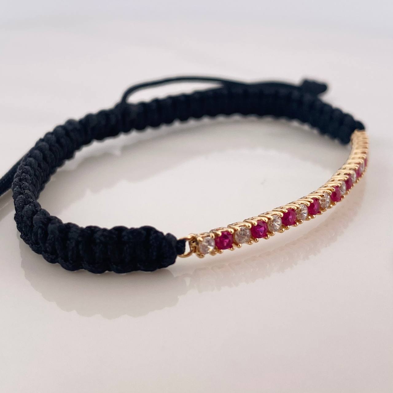 Pulsera Tejida Lineal Oro Amarillo 18K