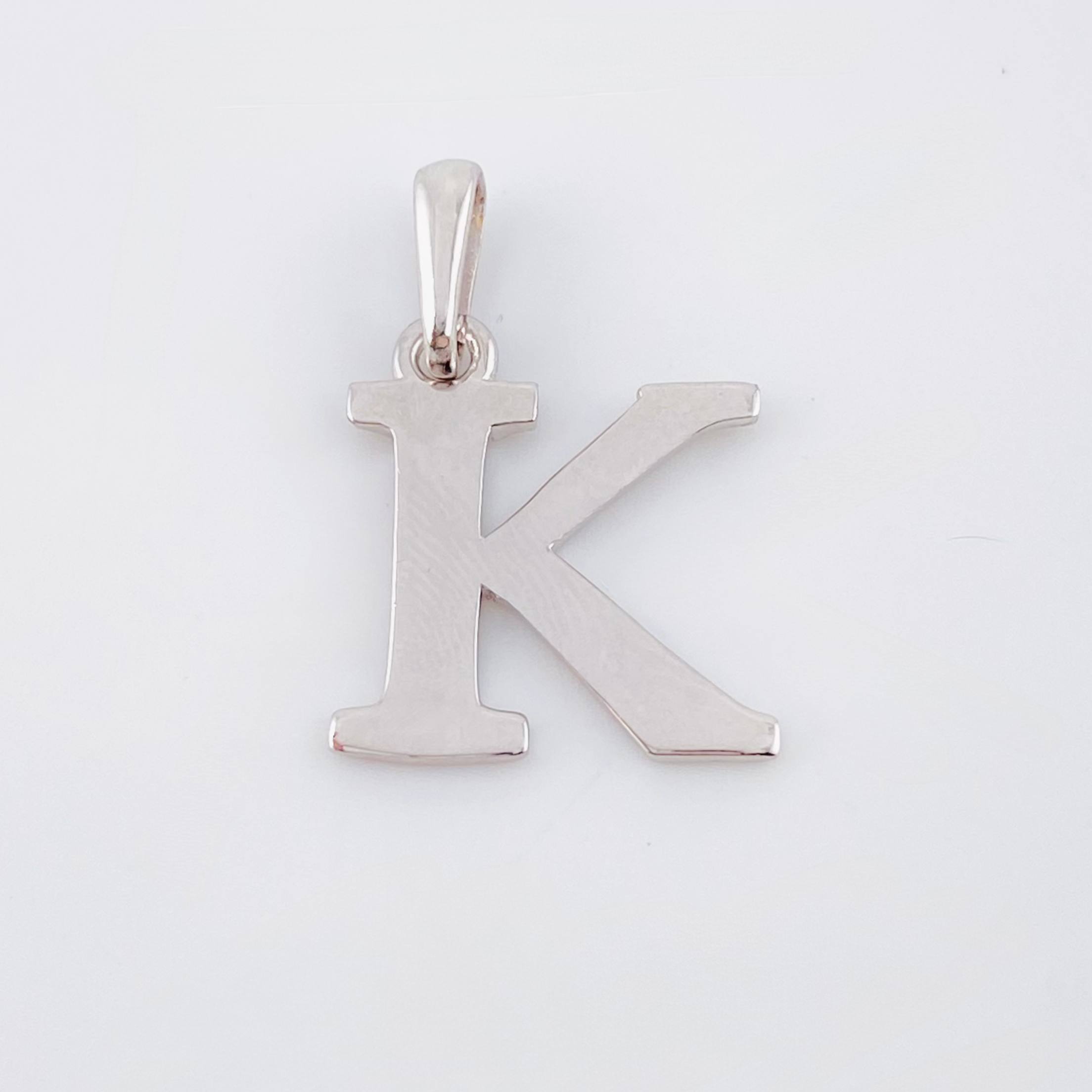 Dije Letra K 2.05gr / 2.05cm / Oro Blanco Nac.Esp. 18K
