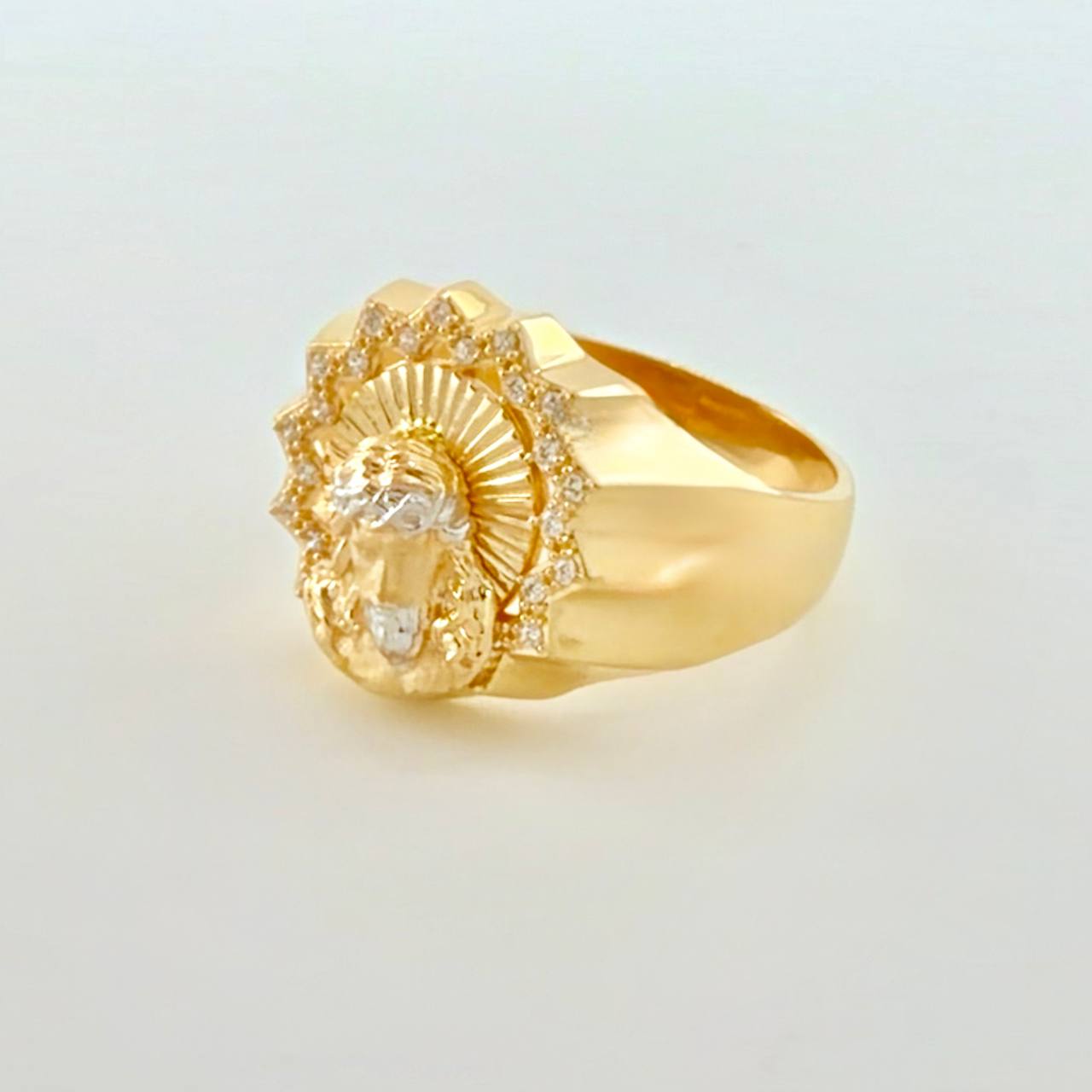 Anillo Cristo Celestial 6.45g / T9 1/2 Dos Oros Amarillo Blanco 18K