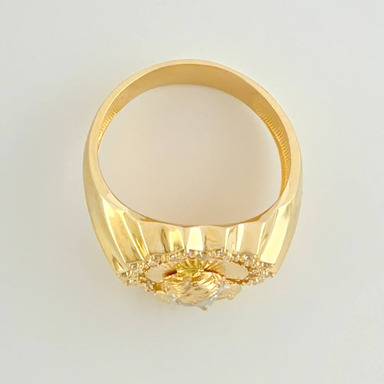 Anillo Cristo Celestial 6.45g / T9 1/2 Dos Oros Amarillo Blanco 18K