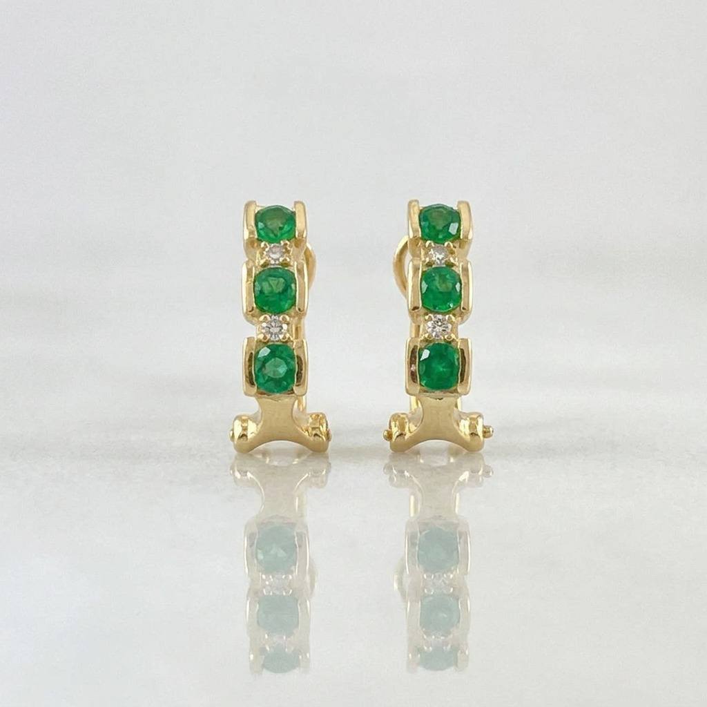 Candongas Omega Trio Diamantes 6pts Esmeraldas 55pts 3.85g / 1.4cm Oro Amarillo 18K