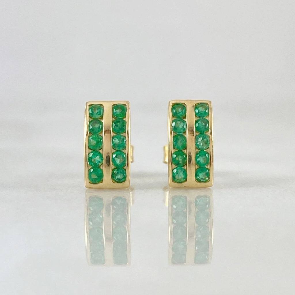 Candongas Doble Carril Esmeraldas 1.04qts 3.35g / 1.2cm Oro Amarillo 18K