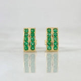 Candongas Doble Carril Esmeraldas 1.04qts 3.35g / 1.2cm Oro Amarillo 18K