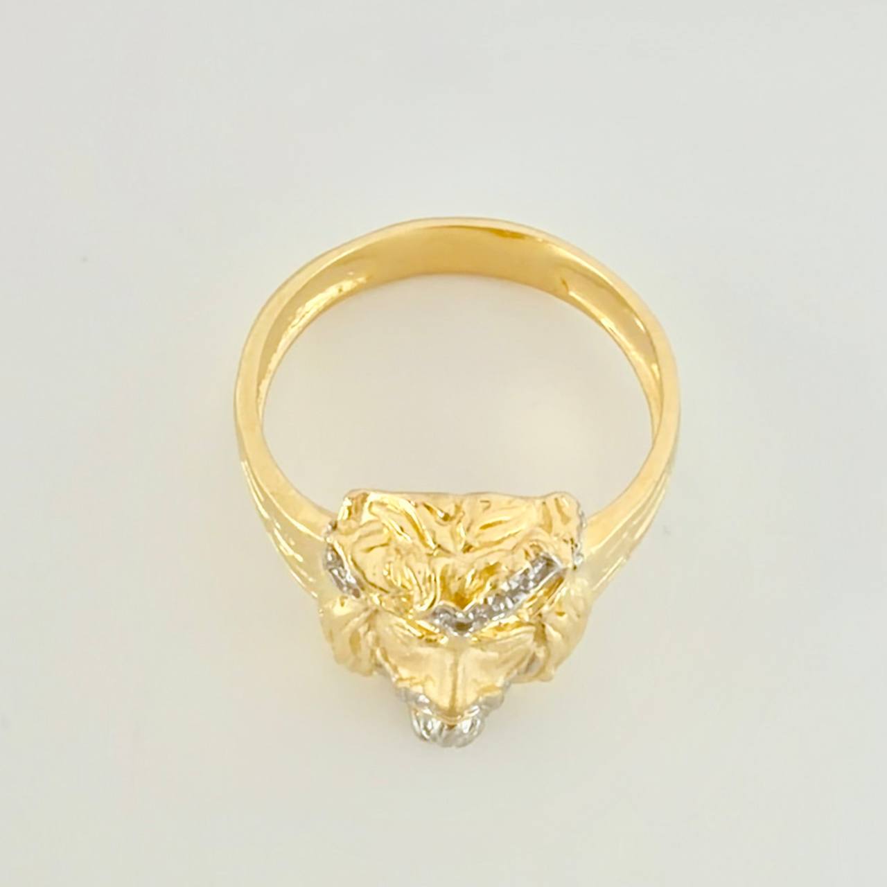 Anillo Rostro Cristo 8.7g / T9 1/4 Dos Oros Amarillo Blanco 18K