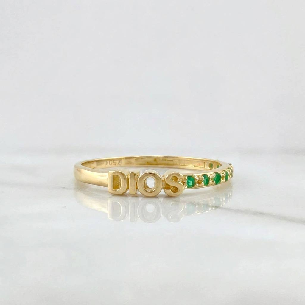 Anillo Dios Esmeraldas 14pts  1.2g / T5 1/2 Oro Amarillo 18K