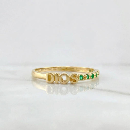 Anillo Dios Esmeraldas 14pts  1.2g / T5 1/2 Oro Amarillo 18K