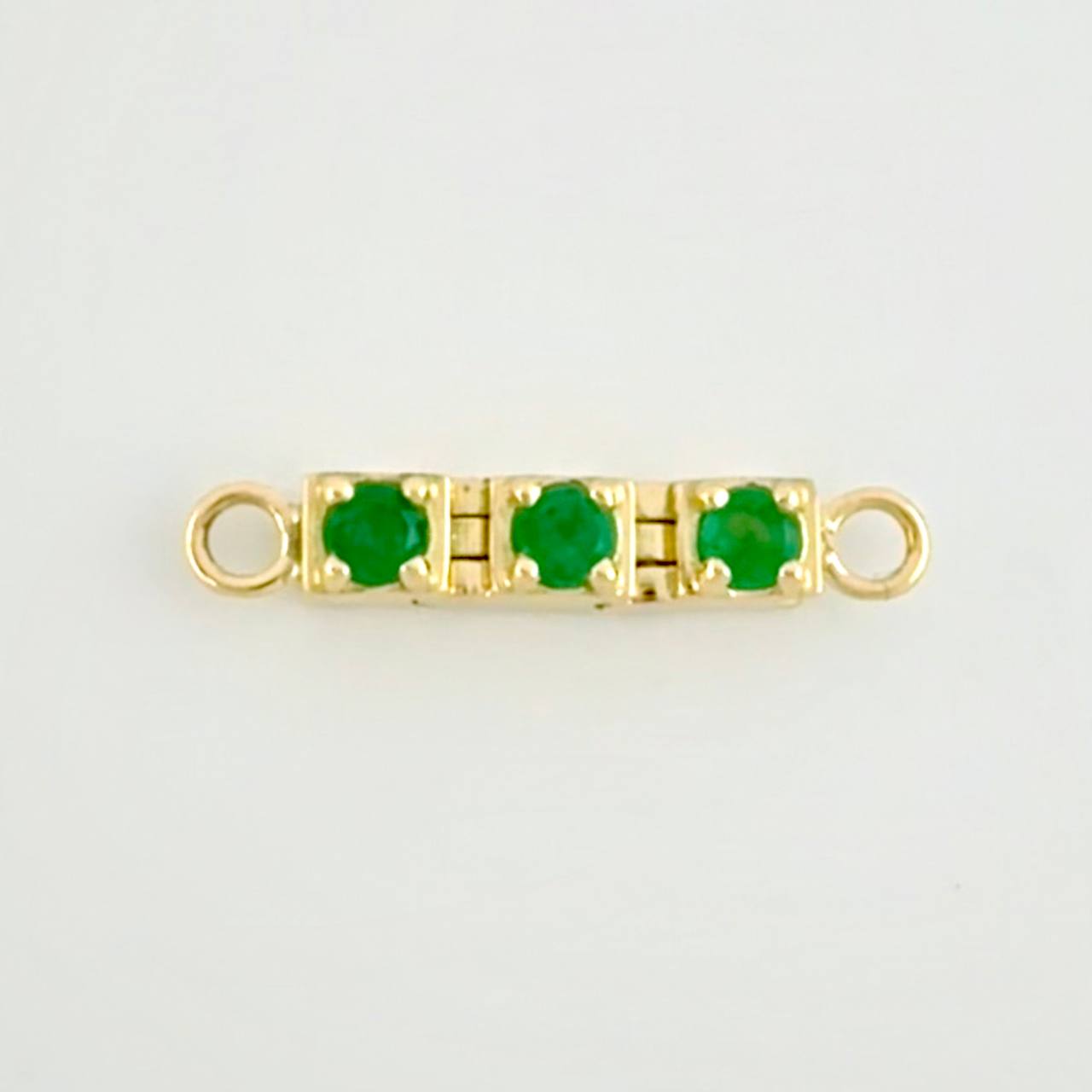 Herraje Trilogía Vertical Esmeraldas 15pts 1.15g / 1.7cm Oro Amarillo 18K