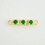 Herraje Trilogía Vertical Esmeraldas 15pts 1.15g / 1.7cm Oro Amarillo 18K