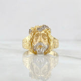Anillo Rostro Cristo 8.7g / T9 1/4 Dos Oros Amarillo Blanco 18K