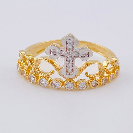 Anillo Corona Cruz 2.3 g / T6 1/4 Oro Amarillo 18K