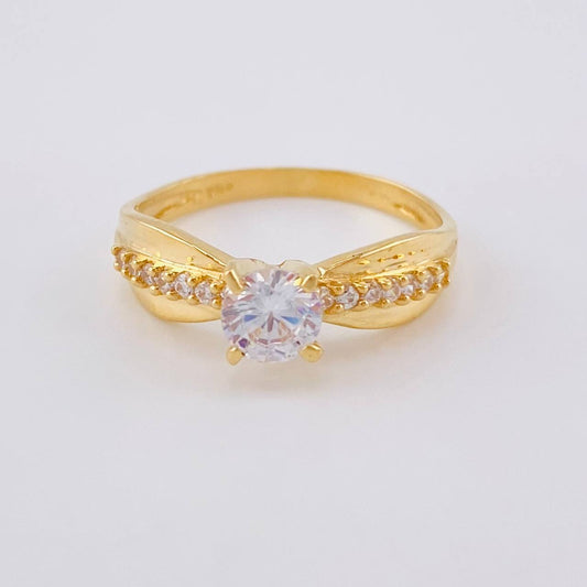 Anillo Solitario Hoja Palma Lateral 2.9 g / T6 Oro Amarillo 18K