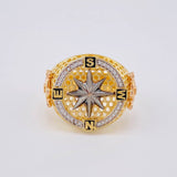 Anillo Brujula Estrella Cardinal 9.65 g / T10 1/4 Tres Oros 18K