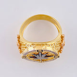 Anillo Brujula Estrella Cardinal 9.65 g / T10 1/4 Tres Oros 18K
