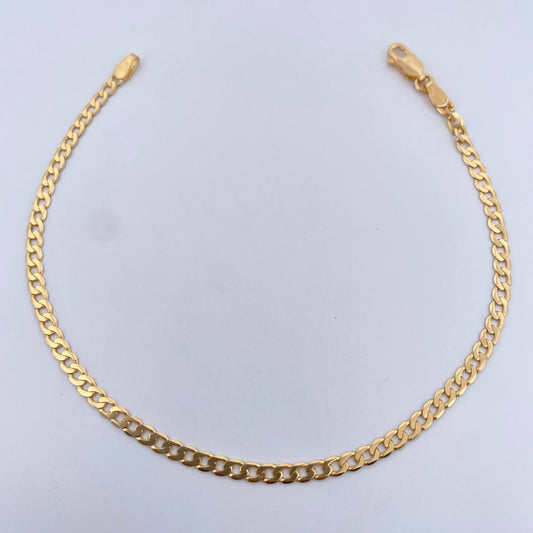 Pulso Cubano 3.65gr / 21.3cm / 3mm Plana Oro Amarillo +0 18K &