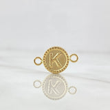 Herraje Letra K Mate 0.65gr / 1cm-1.7cm / Circulo Bordeado Oro Amarillo 18K ©