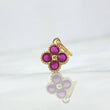 Dije Flor Borde Texturizado 1.15gr / 1.5cm / Circones Fucsia Oro Amarillo 18K *