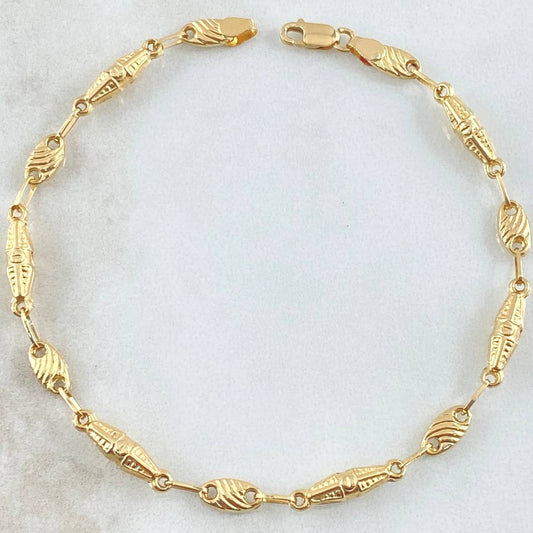 Pulso Rustica Dubai Rayado 3.35gr / 19cm / Oro 18K