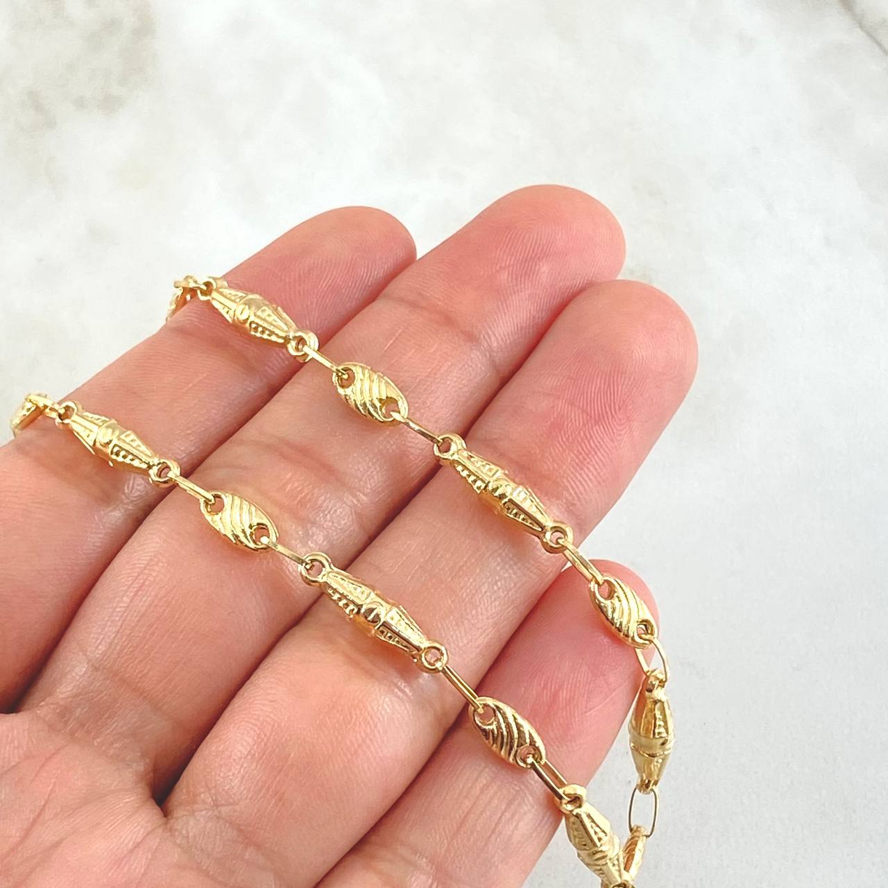 Cadena Rustica Dubai Rayado 9.3gr / 60cm / Oro 18K