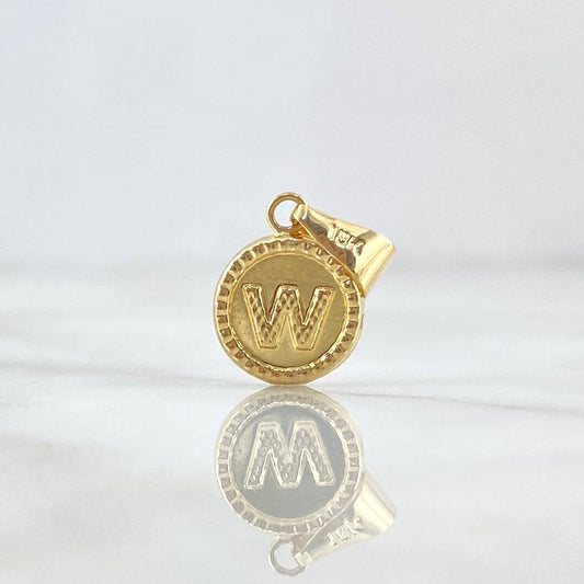 Dije Letra W 0.65gr / 2cm / Circulo Bordeado Oro Amarillo 18K