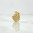 Dije Letra M Mate 0.6gr / 1.5cm / Circulo Cargador Bordeado Oro Amarillo 18K