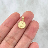 Dije Letra D Mate 0.6gr / 1.5cm / Circulo Cargador Bordeado Oro Amarillo 18K