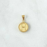 Dije Letra H Mate 0.6gr / 1.7cm / Circulo Bordeado Oro Amarillo 18K
