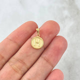 Dije Letra H Mate 0.6gr / 1.7cm / Circulo Bordeado Oro Amarillo 18K