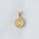 Dije Letra I Mate 0.6gr / 1.7cm / Circulo Bordeado Oro Amarillo 18K *