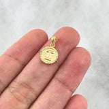 Dije Letra I Mate 0.6gr / 1.7cm / Circulo Bordeado Oro Amarillo 18K *