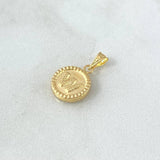 Dije Letra W Mate 0.55gr / 1.5cm / Circulo Cargador Bordeado Oro Amarillo 18K