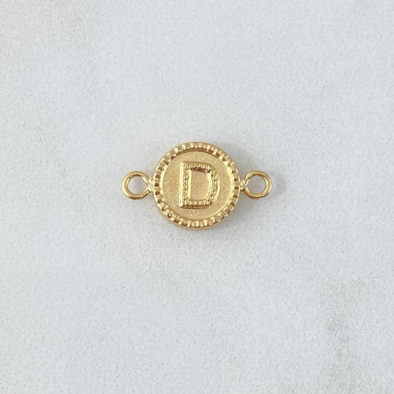 Herraje Letra D Mate 0.55gr / 1.7cm / Circular Bordeado Oro Amarillo 18K