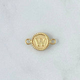 Herraje Letra W Mate 0.55gr / 1.7cm-Circulo Bordeado  Oro Amarillo 18K