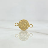 Herraje Letra W Mate 0.55gr / 1.7cm-Circulo Bordeado  Oro Amarillo 18K