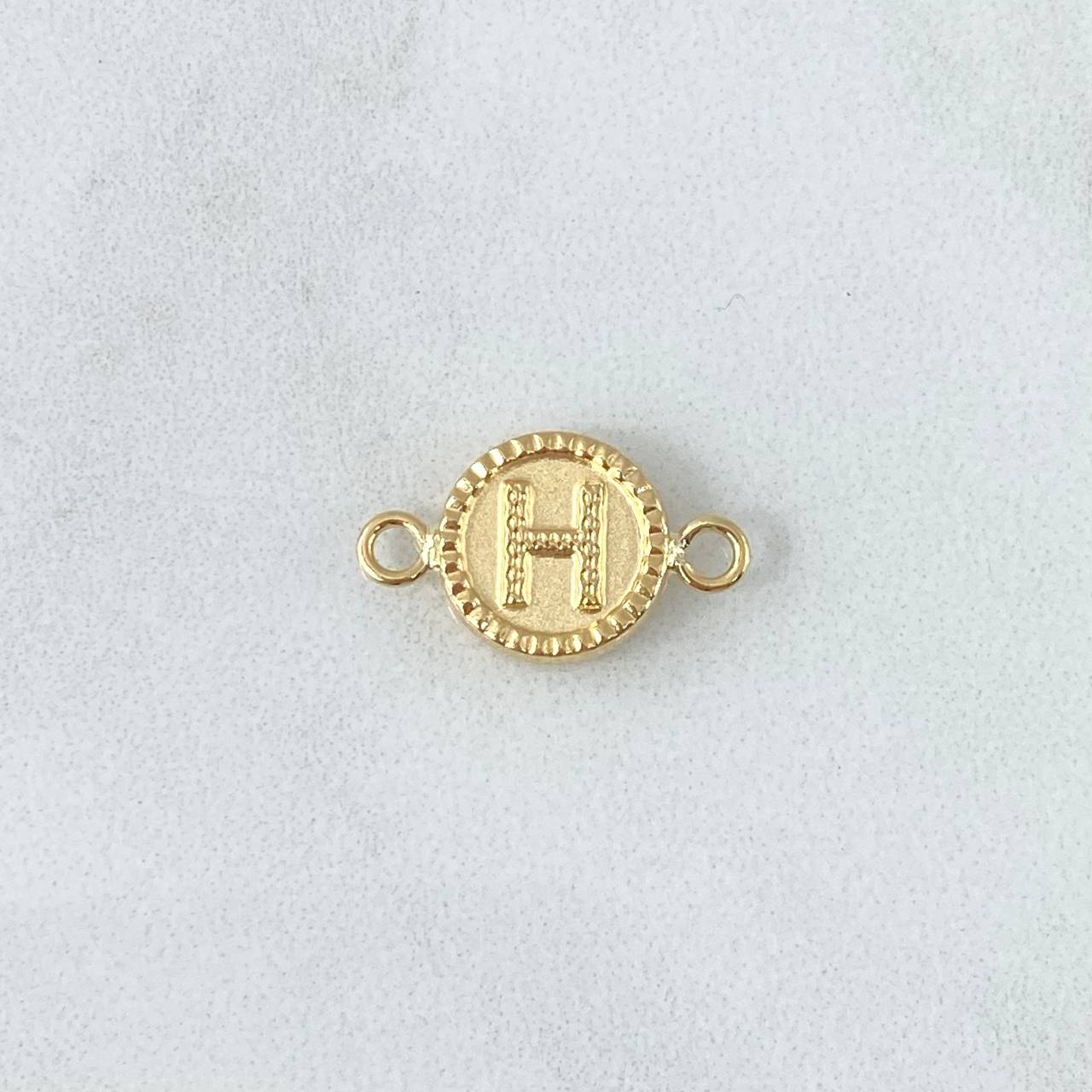 Herraje Letra H Mate 0.6gr / 1.7cm / Circular Bordeado Oro Amarillo 18K